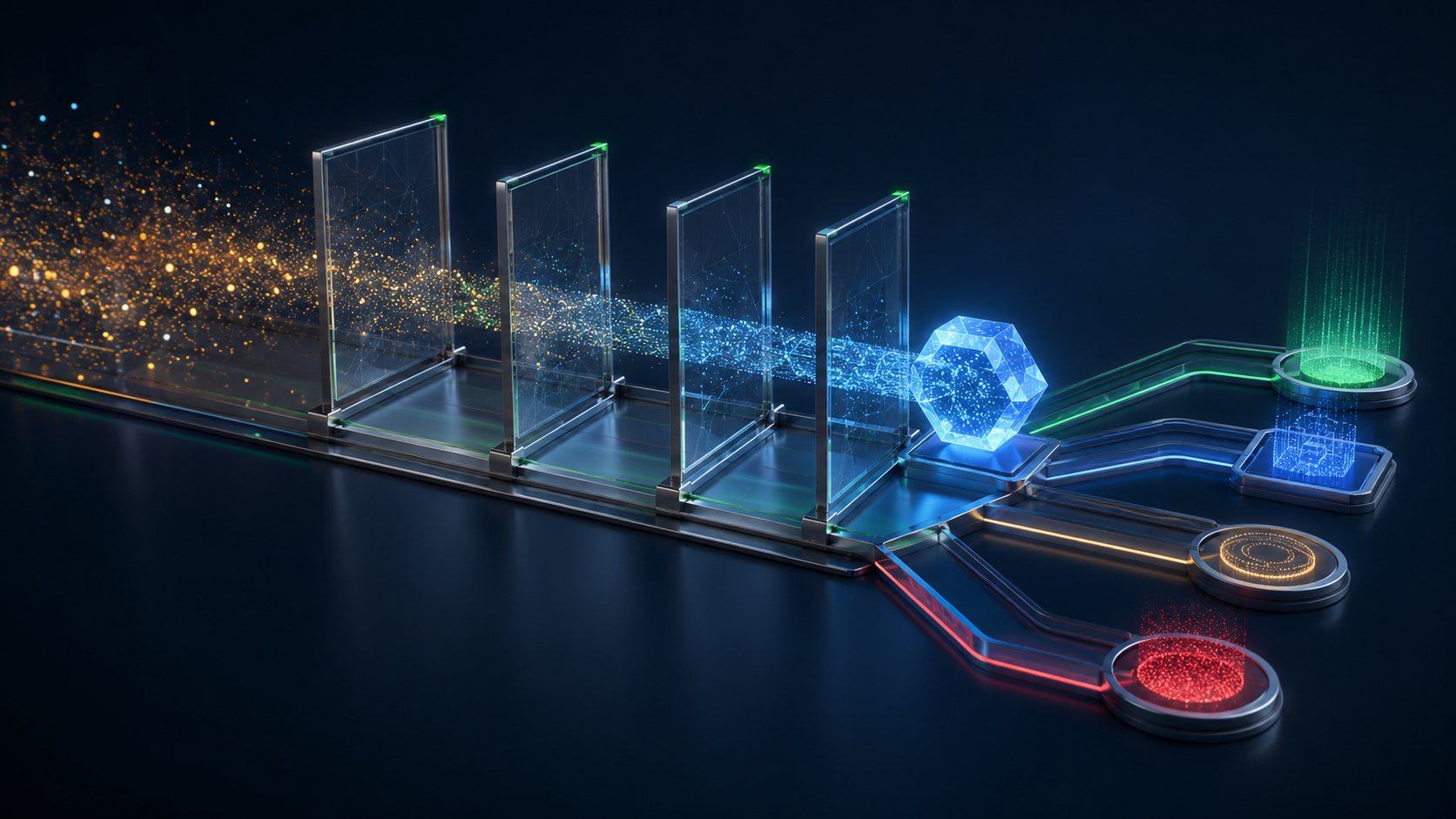 An AI initiative moving through staged evidence gates toward invest, pilot, reassess or stop outcomes.